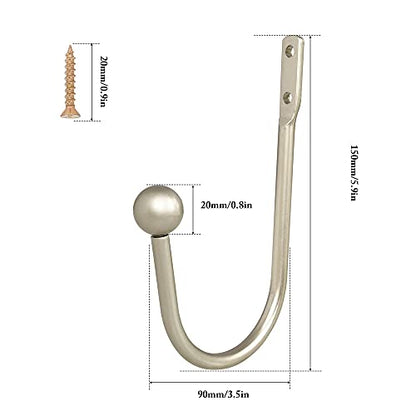Curtain Holdback, 2 Pcs Wall Mounted Drapery Tiebacks with Screws, Silver - color: 2 Pcs, Silver