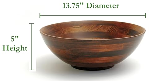 Lipper International Rubberwood Footed Bowl with Cherry Finish for Fruits, Salads, or Popcorn, Large, 13.75" Diameter x 5" Height, 216.41 Fl. Oz., Single Bowl - size: Large, style: Bowl