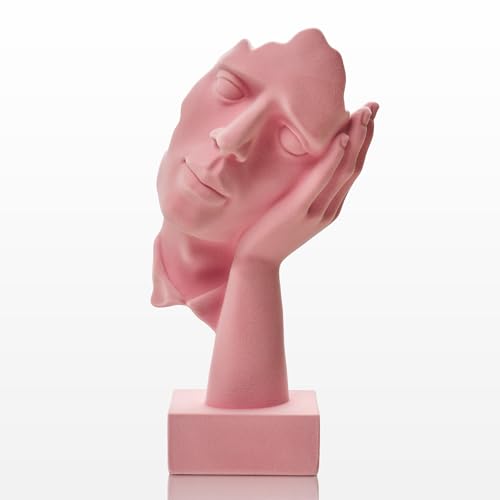 Thinker Statue Speak No Evil with Soft Velvety Texture, Pink - color: Nohear-pink