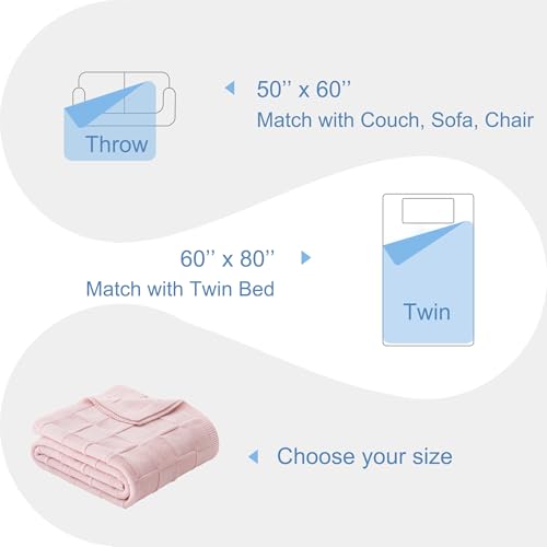 Whale Flotilla Checkered Knit Throw Blanket for Couch, Pink - color: Pink, size: 50x60 Inch