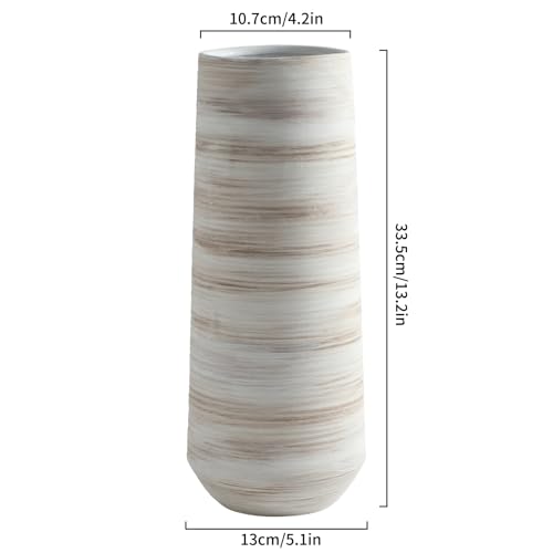 ALMA 13" White Tall Ceramic Vase, Modern Pampas Grass Vase Home Docer - color: Cylindrical-white-13''