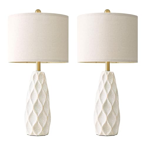 27.5" Ceramic Table Lamps for Living Room Bedroom Lamps Set of 2 Modern - color: White, size: Large - 27.5’‘
