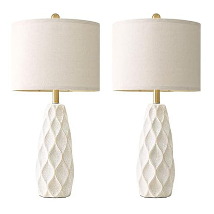 27.5" Ceramic Table Lamps for Living Room Bedroom Lamps Set of 2 Modern - color: White, size: Large - 27.5’‘