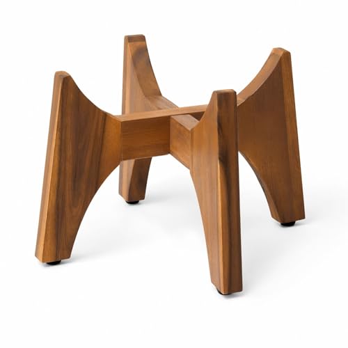 KUTE NEST 8.8" H x 14" W Acacia Solid Wood Plant Stand - Walnut - color: Walnut, size: Low - Small - 8.8"H x 14"W
