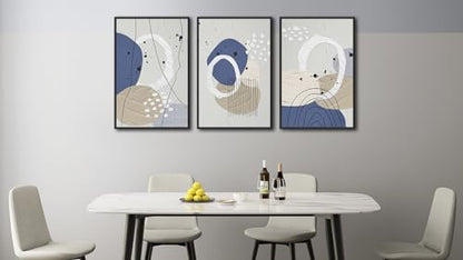 Large Framed Wall Art, Neutral Botanical Abstract Line Art, 24"x36"x3 - color: gray, size: 24"x36"x3 Framed