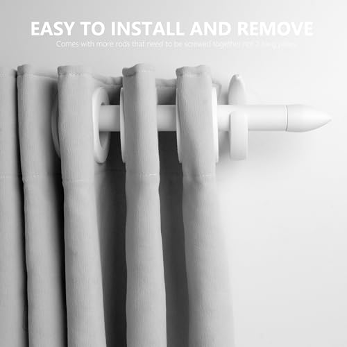 Modern Adjustable Curtain Rod Set 16 to 144 Inches, Sleek Window Rod for Bedroom, Living Room, White - color: WHITE, size: 16" to 144"
