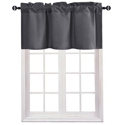 JIUZHEN Dark Grey Valance Curtains for Window 1 Panel, 30 x 24 Inches - color: Dark Grey, size: 30"W x 24"L (Pack of 1)