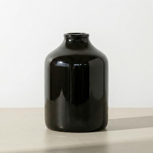 Sunddo Black Ceramic Vase, 7 Inch - color: Black, size: 7 inch