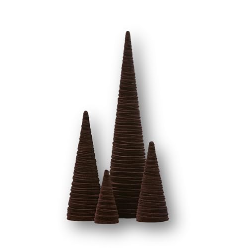 Set of 4 Chocolate Brown Velvet Cones (Chocolate Brown Set of 4) - color: Chocolate Brown