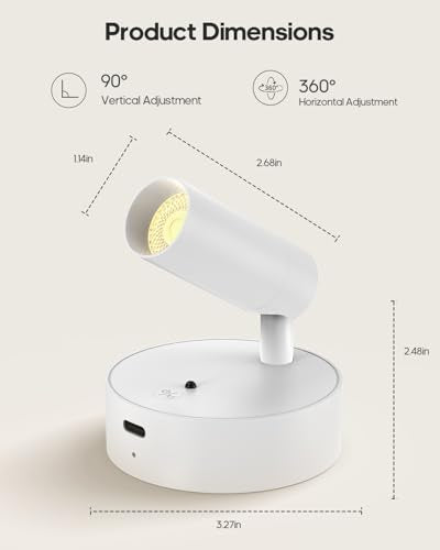 Spotlights Indoor with Remote, 3000Mah Rechargeable Wireless Plant Light - color: White-3000mAh