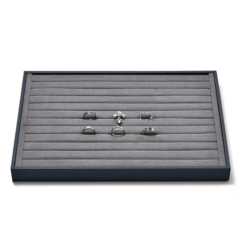 Grey Microfiber Ring Jewelry Display Organizer Tray - size: 11 Slot