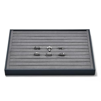 Grey Microfiber Ring Jewelry Display Organizer Tray - size: 11 Slot
