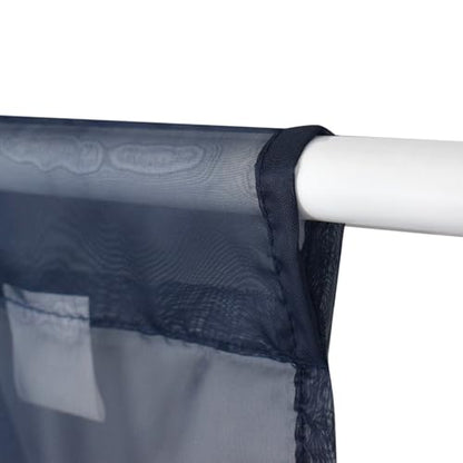 Molaxhome Swag Curtain Scalloped Curtain Valance Drape Sheer Lace Panel 1pc - color: Navy