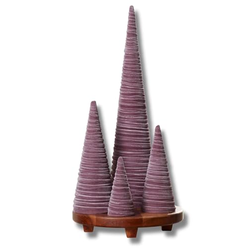 Your Heart's Content Mulberry Velvet Trees Set of 4, Valentine Tree Tabletop, Cozy Purple Mantel Accent, Cozy Gift for, Luxurious Winter Tablescape (Mulberry) - color: Mulberry
