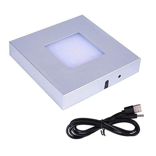 4.33 inch LED Multimodal Multicolor Light Stand Base - Silver Square Display Base for 3D Crystal Glass Art - USB/Battery Powered Crystal Stand - color: D-multi-mode Silver Base