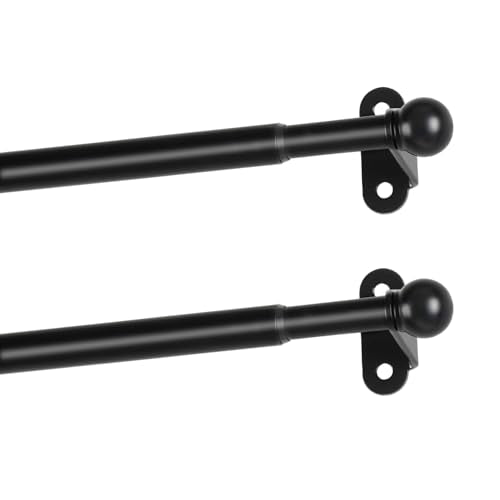 Cafe Curtain Rod 12-18 Inch, 1/2" Diameter, Door Curtain Rod, Black - color: Black, size: 12-18 Inch