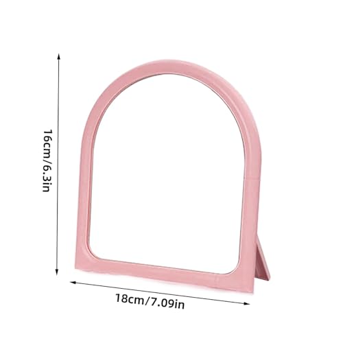 Desk Makeup Mirror,Small Cute Vanity Mirror for Office Cubicle Table,Pink - color: Pink