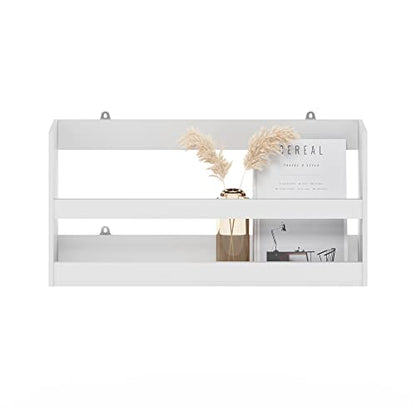 Furinno HERMITE Floating Nursery Book Shelves for Wall, White - color: White, size: Rectangle, Set of 1