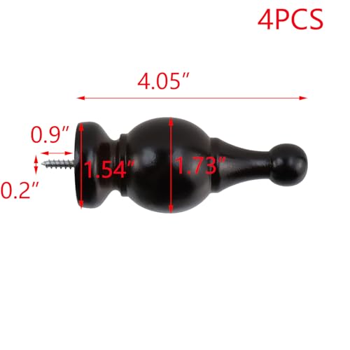 T Tulead Wood Curtain Rod Finials Brown 1.1-Inch 4-PCS - style: Brown, 1.1", 4PCS