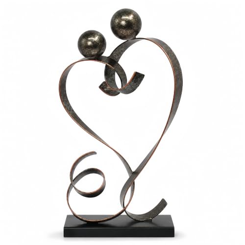 FUNTEREST Metal Heart Sculpture, Abstract Iron Statue Home Decor - color: Bronze