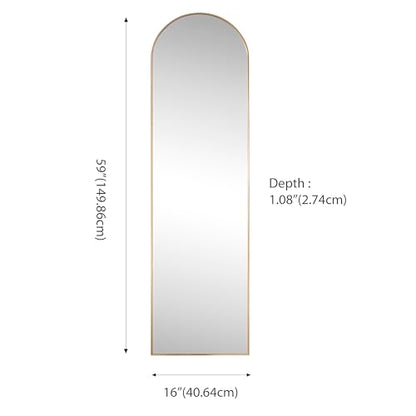 JONATHAN Y Adrian Arched Full Length Mirror 16" x 59" Metal Frame, Gold - color: Gold