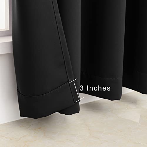 Pickluc Grommet Blackout Curtain for Living Room, Light Blocking Drapes, Thermal Insulated, Noise Reduction, 52 Inches Wide x 84 Inches Long, Black, 2 Panels - color: Black, size: 52"W x 84"L (Pack of 2)