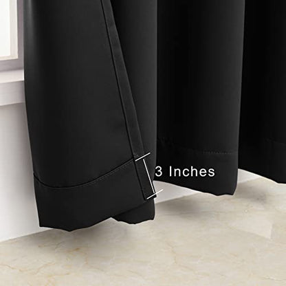 Pickluc Grommet Blackout Curtain for Living Room, Light Blocking Drapes, Thermal Insulated, Noise Reduction, 52 Inches Wide x 84 Inches Long, Black, 2 Panels - color: Black, size: 52"W x 84"L (Pack of 2)
