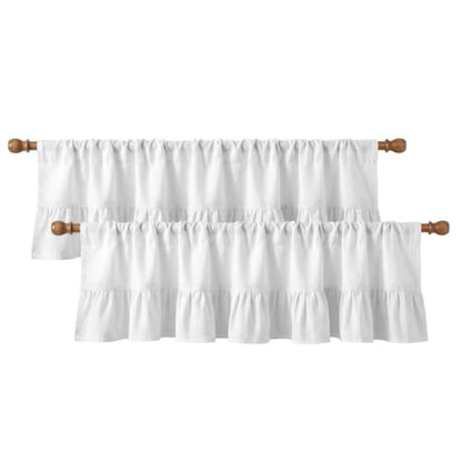 Emvency Valances for Windows, Line Ruffle Hem, 2 Pack, 52x18 Inch, Modern - color: White Modern