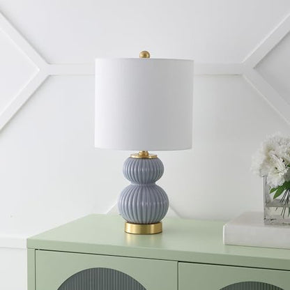 JONATHAN Y Daphne Ribbed Gourd Metal/Glass Table Lamp 20", Gray - color: Gray