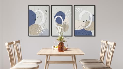 Large Framed Wall Art, Neutral Botanical Abstract Line Art, 24"x36"x3 - color: gray, size: 24"x36"x3 Framed