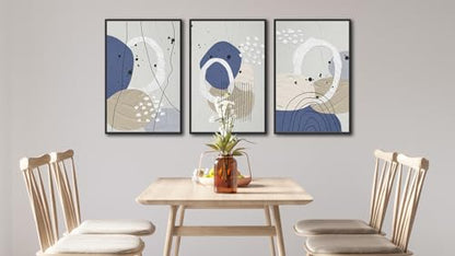 Large Framed Wall Art, Neutral Botanical Abstract Line Art, 24"x36"x3 - color: gray, size: 24"x36"x3 Framed