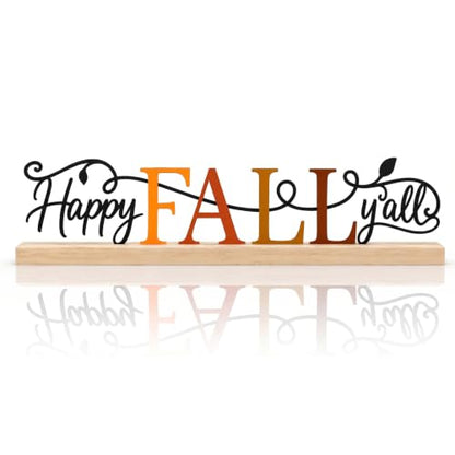 Fall Table Decor Centerpiece, Happy Fall Y'all Metal Table Sign - style: Happy Fall Y'all