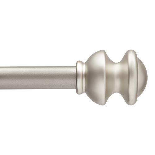 Kenney Kendall Knob Window Curtain Rod, Adjustable 30 to 86 Inch Extendable Rod Set, Brushed Nickel - color: Brushed Nickel, size: 30-86"