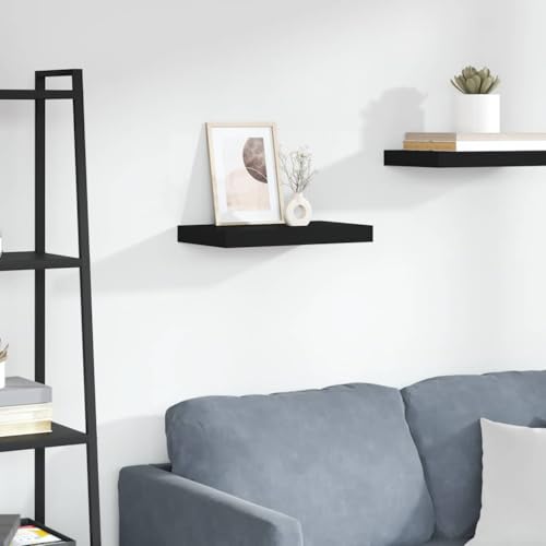 Floating Wall Shelf Black 15.7 in Honeycomb MDF Matte Modern Display Rack 11 lb Capacity Easy Mount for Living Room Bedroom Office - color: Black, size: 15.7 in