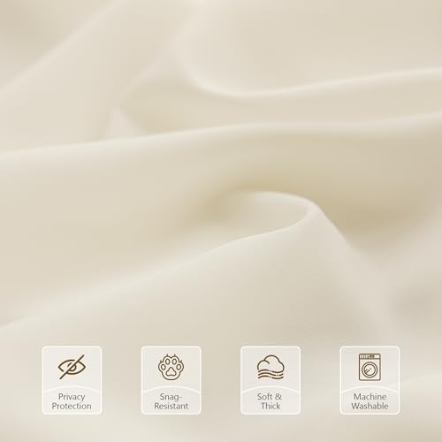 FMFUNCTEX Cream Sheer Curtains, 54 Inch, Rod Pocket, 2 Panels for Bedroom - color: Butter Cream, size: 52"W x 54"L (Pack of 2)
