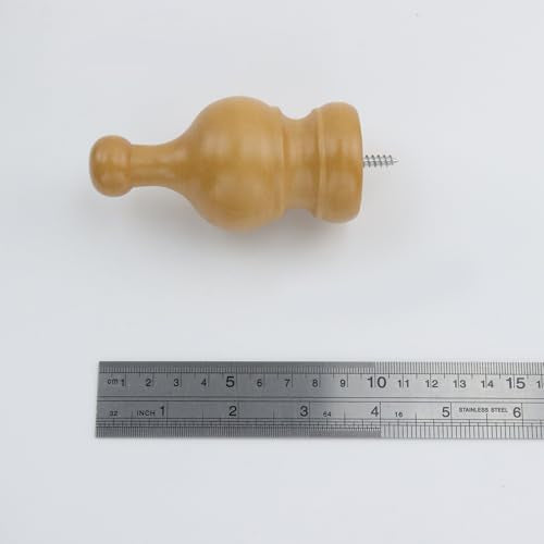 T Tulead Wooden Curtain Rod Finials, Wood Color, 1.34-Inch, 4PCS - style: Wood, 1.34", 4PCS