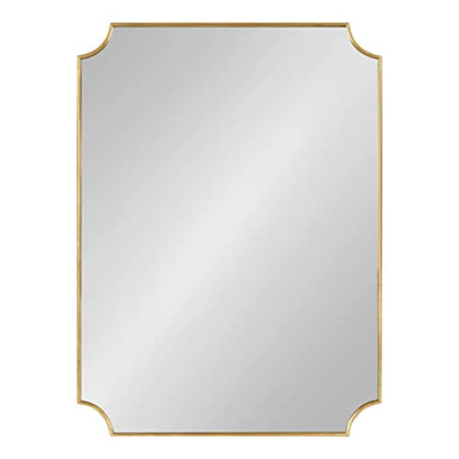 Kate and Laurel Healey Glam Scalloped Wall Mirror, 22 x 30, Gold, Minimal Scallop Mirror for Classic Traditional Wall Decor