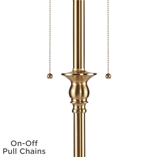 Dyna 58" Tall Antique Brass White Pleated Shade Floor Lamp