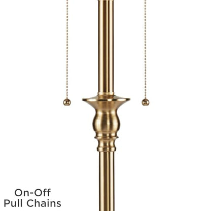 Dyna 58" Tall Antique Brass White Pleated Shade Floor Lamp