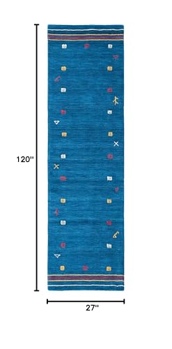 SAFAVIEH Himalaya Collection Runner Rug - 2'3" x 10', Blue, Handmade Boho Tribal Wool, Ideal for High Traffic Areas in Living Room, Bedroom (HIM563M) - color: Blue, size: 2'3" x 10' (Runner)