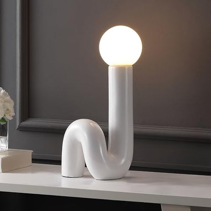 JONATHAN Y Katya 18" Scandinavian Ceramic Spiral Lamp, White - color: White