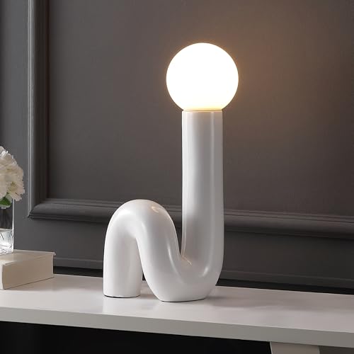 JONATHAN Y Katya 18" Scandinavian Ceramic Spiral Lamp, White - color: White