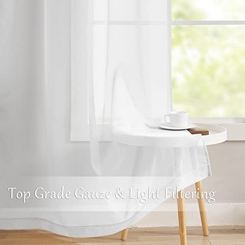 MASWOND Extra Long Faux Linen Sheer White Curtain Rod Pocket, 50W x 192L - color: White, size: 50"W x 192"L (Pack of 1)