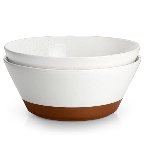 MALACASA Serving Bowls, 105oz Large Salad Bowls for Party, Entertaining - color: White&Brown, size: 105oz