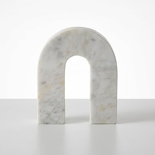 Sagebrook Home White Marble Decorative Arch Sculpture – Modern Stone Accent for Home, Office, Bedroom, Living Room – 6x2x7 Inch