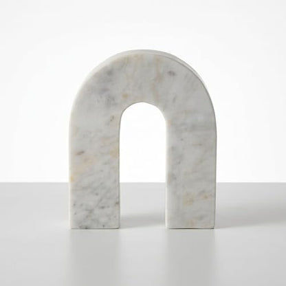 Sagebrook Home White Marble Decorative Arch Sculpture – Modern Stone Accent for Home, Office, Bedroom, Living Room – 6x2x7 Inch