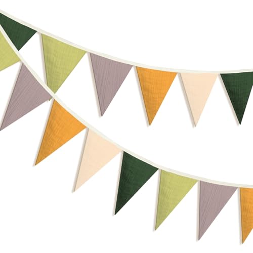 Oudain 2 Pcs Pennant Banner Flags Nursery Garland Triangle, Green Color - color: Green Color