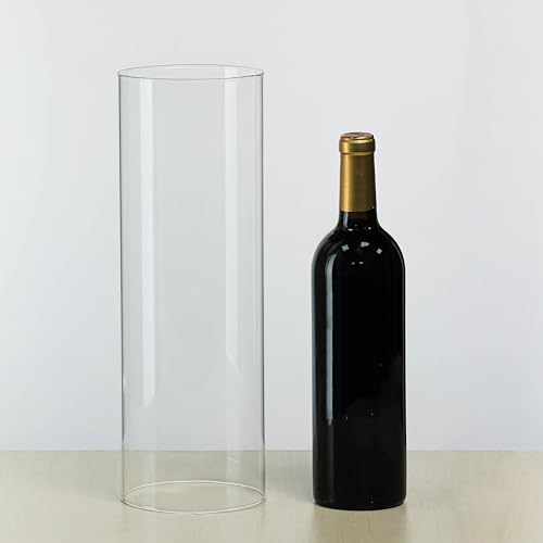 CYS EXCEL 2 PCS (H:14" D:4.75") Open Ended Glass Hurricane Candleholder Tube Shade | Multiple Size Choices Open Flame Candle Chimney Tube Cover | Bottomless Cylinder - size: 4.75" wide x 14" tall