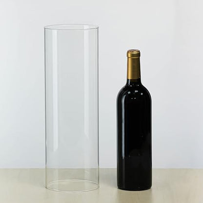 CYS EXCEL 2 PCS (H:14" D:4.75") Open Ended Glass Hurricane Candleholder Tube Shade | Multiple Size Choices Open Flame Candle Chimney Tube Cover | Bottomless Cylinder - size: 4.75" wide x 14" tall