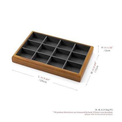 Oirlv Wood 12-Compartment Jewelry Tray Dark Grey - color: Grey, size: 12 grid